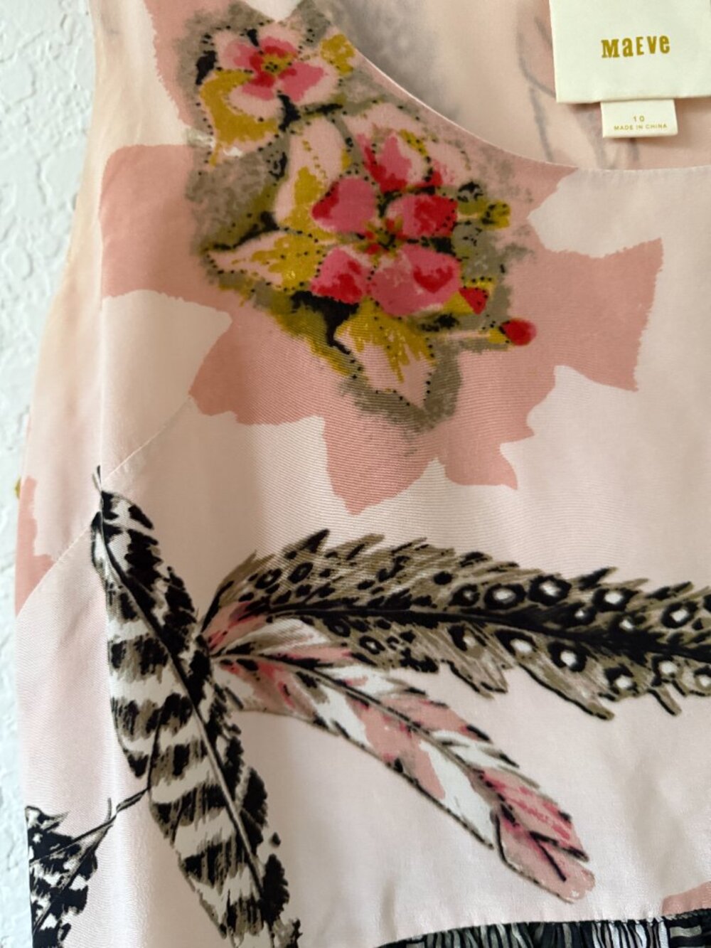 Maeve Silk Sleeveless Tunic Top – 10- Bird/Pink/Bohemian - Picture 12 of 15